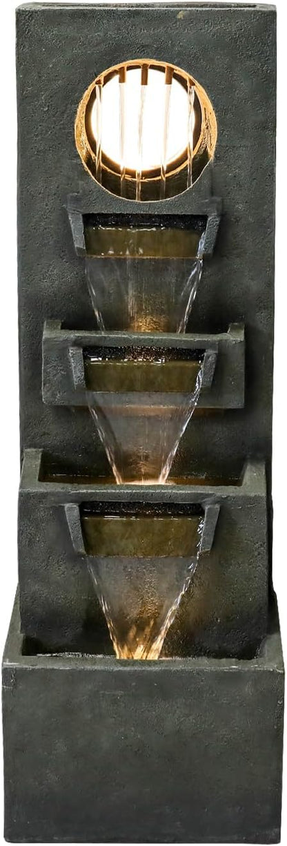 Naturefalls 39.3” H Modern Outdoor Fountain - 4-Tiered Outdoor Garden Fountains with Contemporary