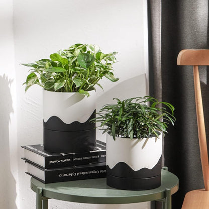 Nihow Ceramic Plant Pot: 6 Inch Planter with Drainage Hole & Saucer for Indoor & Outdoor Plants