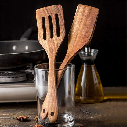 5 Pcs Best Wooden Spoons for Cooking Kitchen Utensils Set Acacia Wood Cooking Spatula Turner Non