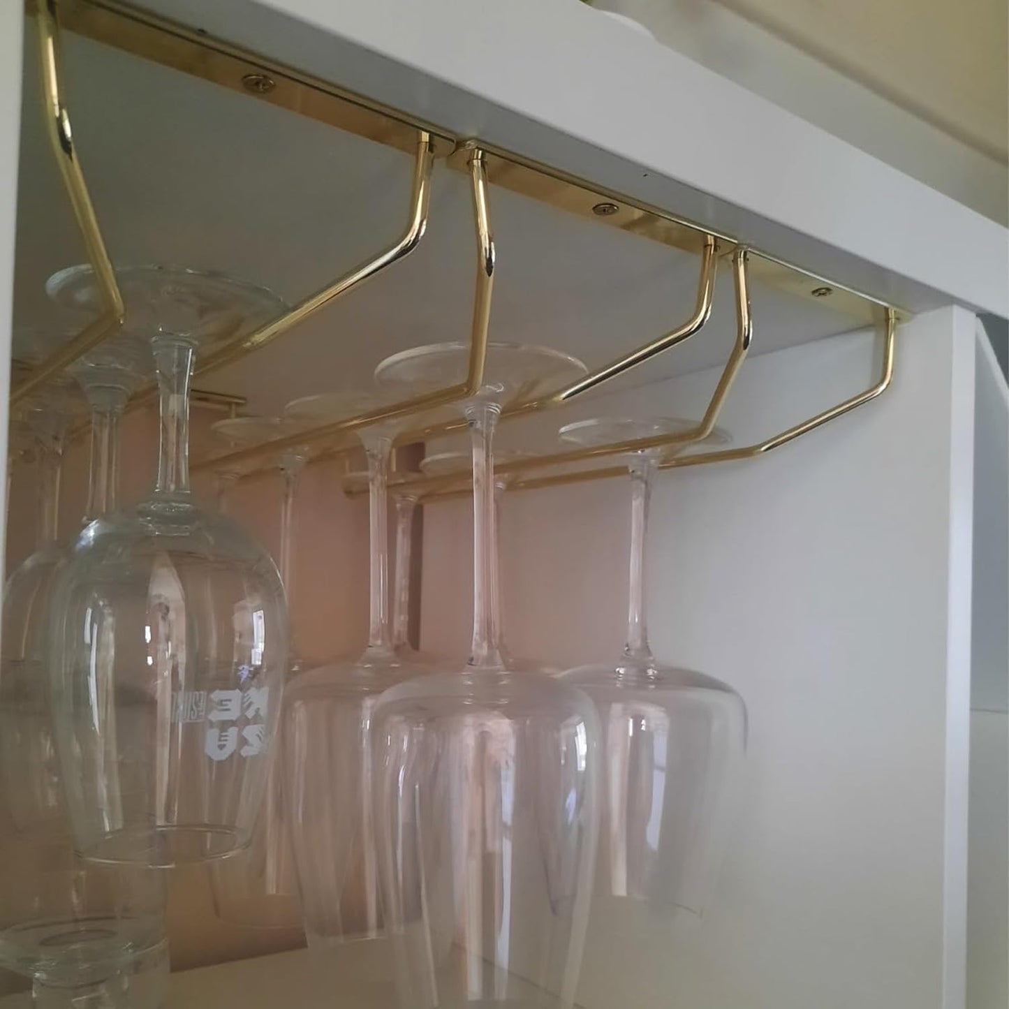 14-Inch Gold Wine Glass Rack, Under Cabinet Wine Glass Holder Stainless Steel Stemware Rack