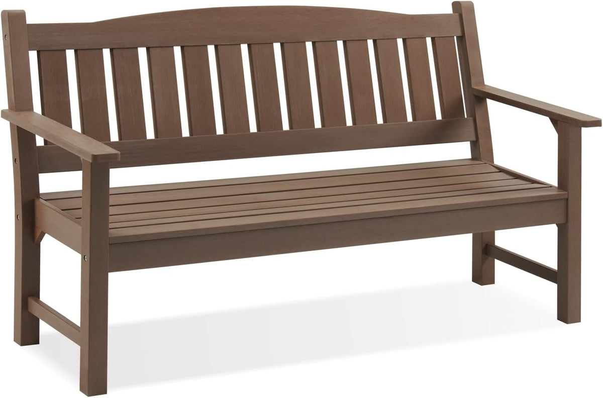 Psilvam 3-Person Outdoor Memorial Bench, All-Weather Poly Lumber Garden Bench, Rot-Resistant