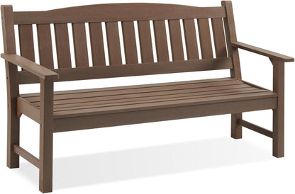Psilvam 3-Person Outdoor Memorial Bench, All-Weather Poly Lumber Garden Bench, Rot-Resistant