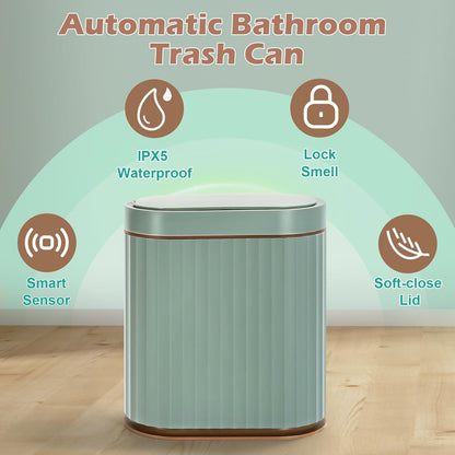 ELPHECO Bathroom Trash Can with Automatic Lid 2 Gallon Sensor Trash Bin, Smart Garbage Can IPX5