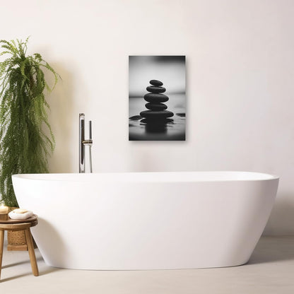 DOARTDO Zen Canvas Wall Art Black and White Zen Stone Picture Print Meditation Relax Spirit Spa