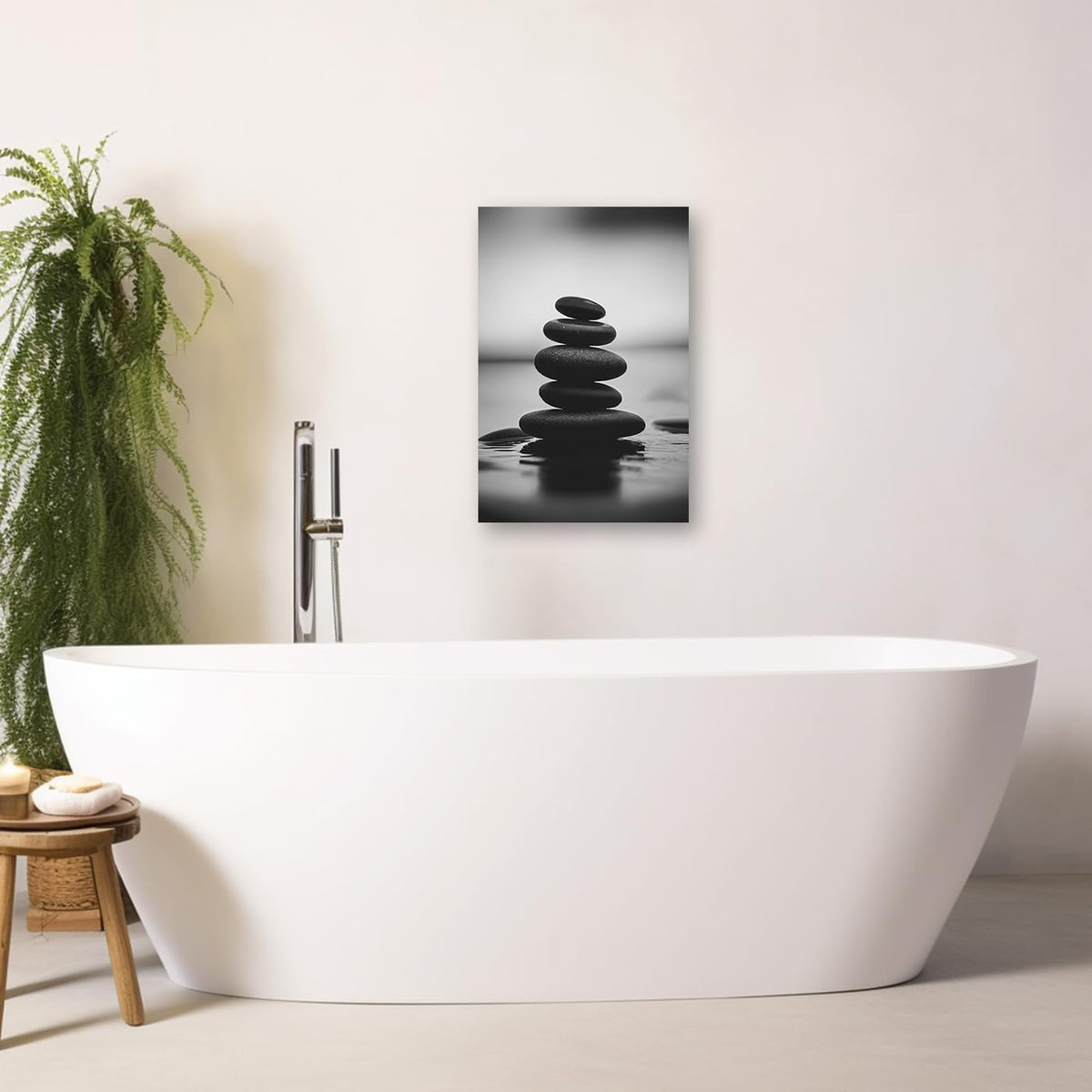 DOARTDO Zen Canvas Wall Art Black and White Zen Stone Picture Print Meditation Relax Spirit Spa