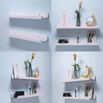 AZSKY White Floating Shelves Wall Mounted Set of 2, 24 Inch Picture Ledge Shelf for Storage Bedroom