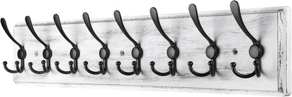 Coat Rack Wall Mount, Wooden Heavy Duty Coat Rack for Wall,8 Triple Coat Hanger Hooks for Hanging