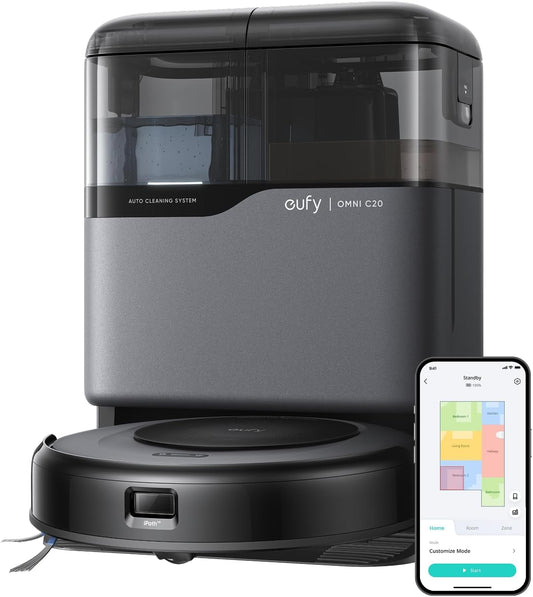 eufy Robot Vacuum Omni C20, Robot Vacuum and Mop Combo, Self Emptying, Auto Mop Washing and Auto