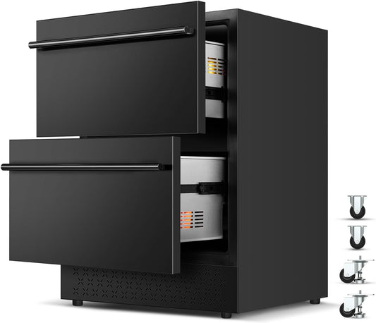 Tylza Under Counter Drawer Fridge 24 Inch, Built-in/Freestanding Beverage Refrigerator for Home and