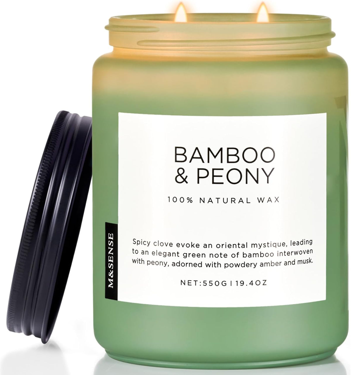 M&SENSE Bamboo Peony Spring Large Candles for Home Scented 19.4oz 110 Hour Long Lasting Burn