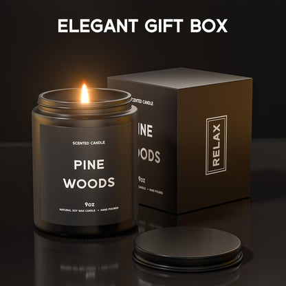 Pine Woods Candle, 9oz Scented Candle for Men, Scented Candles for Home, Gifts for Men