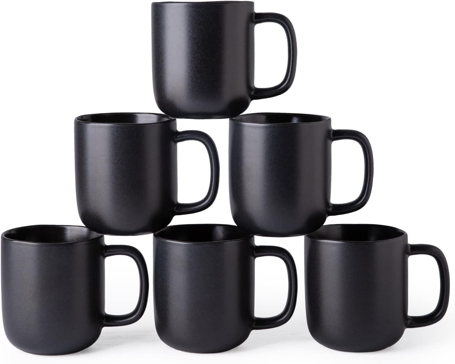 AmorArc 14oz Coffee Mugs Set of 6, Ceramic Coffee Mugs with Large Handle & Wavy Rim for Latte/Hot