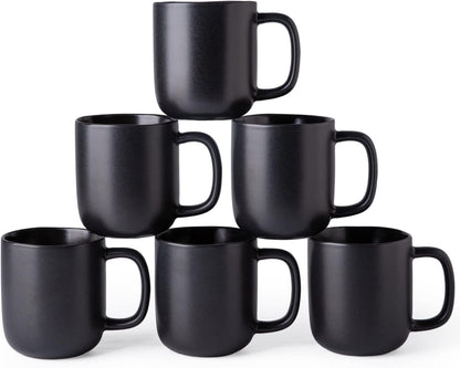 AmorArc 14oz Coffee Mugs Set of 6, Ceramic Coffee Mugs with Large Handle & Wavy Rim for Latte/Hot