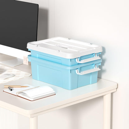 Cetomo Lidded Storage Bin with Handle, Tote Organizing Container with Durable Lid and Secure