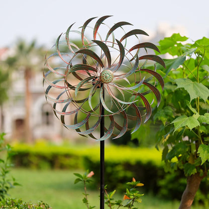 Viveta Large Outdoor Wind Spinner,21 * 85 inches Metal Wind Sculpture with 4 Sturdy Stakes,Green