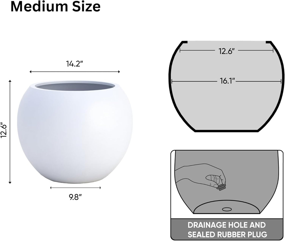 DTY Signature Mount Sherman Lightweight Durable Modern Fiberstone Sphere Planter for Indoor &