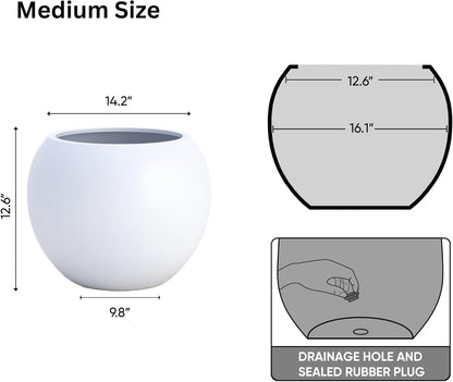 DTY Signature Mount Sherman Lightweight Durable Modern Fiberstone Sphere Planter for Indoor &