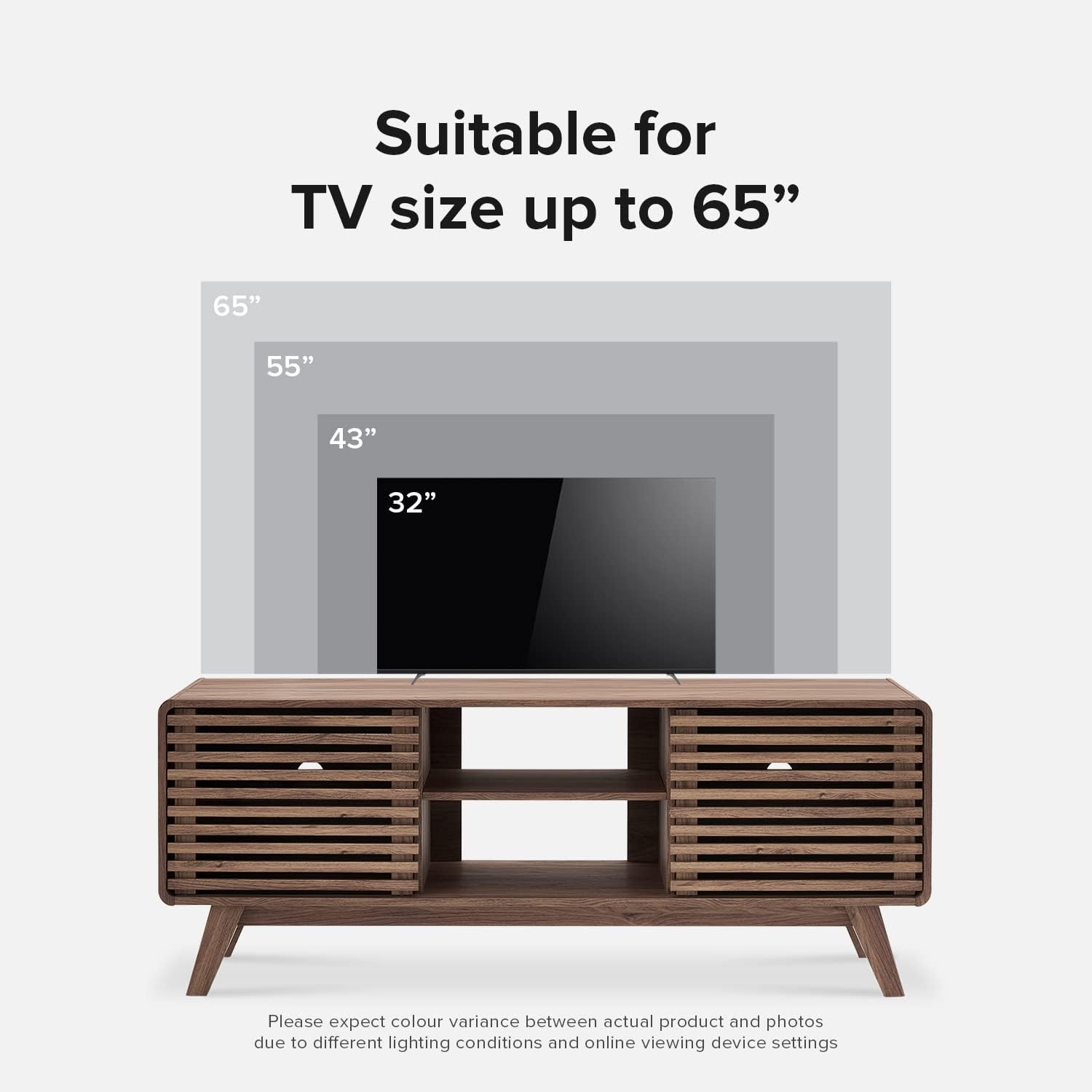 mopio Ensley TV Stand, Mid Century Modern for 55/60/65 inch TV, Farmhouse TV Stand, Entertainment