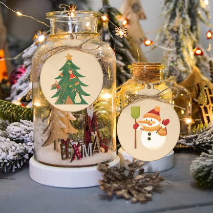 OurWarm 50pcs DIY Wooden Christmas Ornaments for Crafts, 4" Blank Wood Ornaments to Paint, Natural