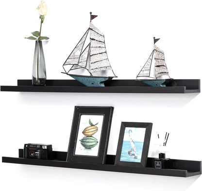 Black Floating Shelves 36 Inch Modern Picture Frame Shelf for Wall Picture Ledge Shelves with Lip