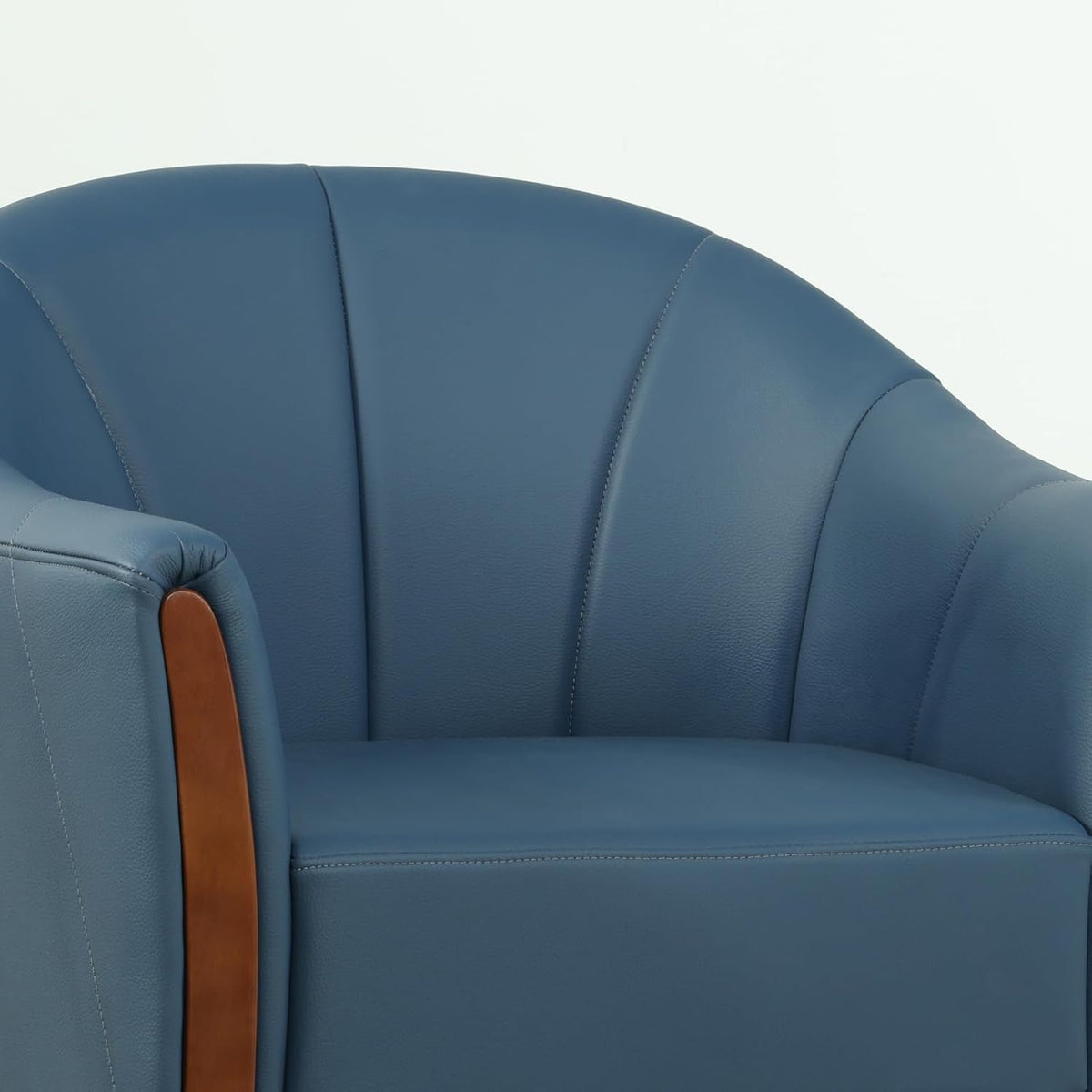 360° Swivel Accent Chair, Modern Leather Barrel Club Chair with Leather Upholstery and Sturdy Wood