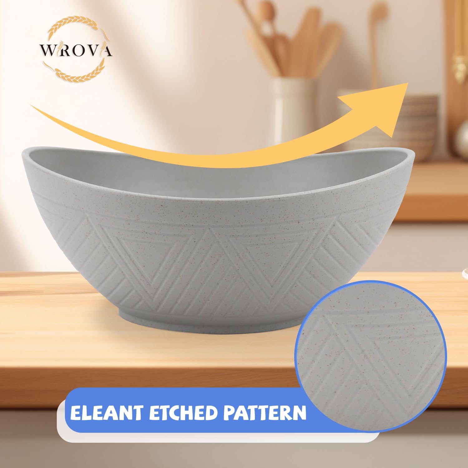 Wheat Straw Bowls Set,Unbreakable Large Salad Bowls Set of 2,Microwave and Dishwasher Safe Bowls