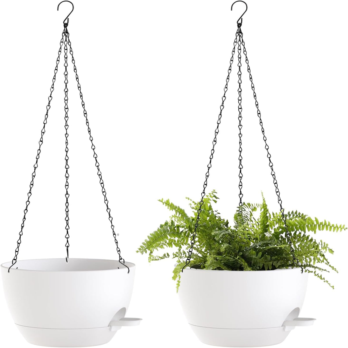 12 Inch Hanging Baskets 2 PC with Chains, Self-Watering Hanging Planters for Indoor Outdoor Plants