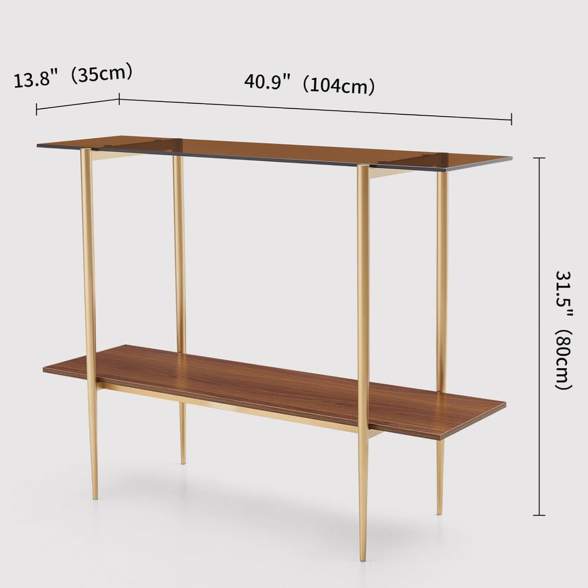 Glass Console Table for Living Room, Foyer & Entrance, 2-Tiers Mid-Century Modern Sofa Table with