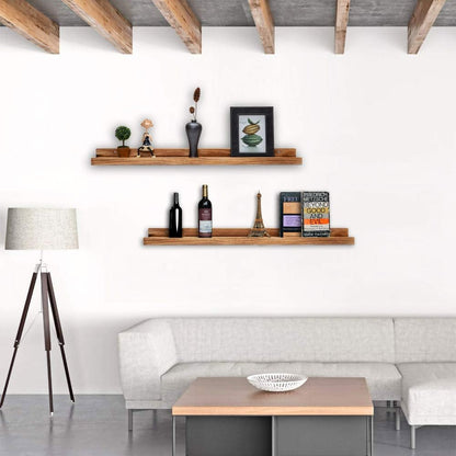 AZSKY Rustic Wood Floating Shelves for Nursery Books Long Wall Bookshelf Photo Picture Ledge Shelf