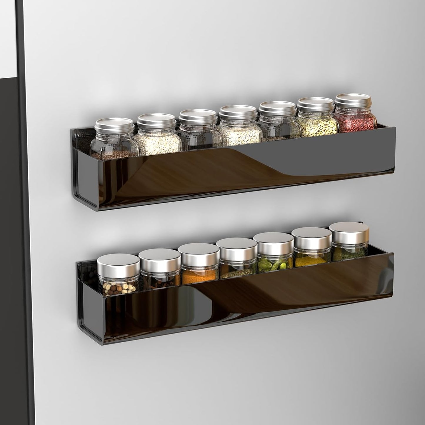 PMMASTO Adhesive Acrylic Spice Rack Organizer for Wall with Nano Double Sided Tape, Spice Shelf