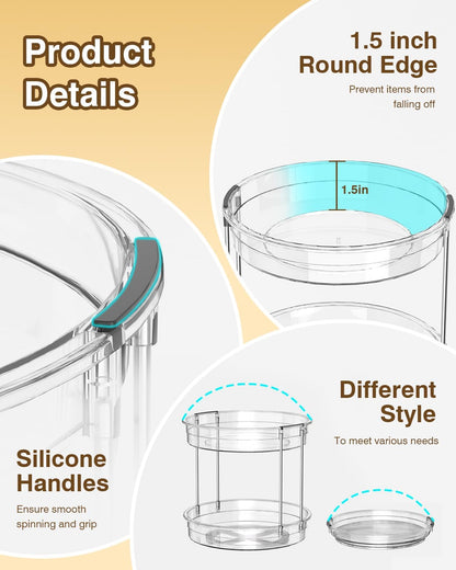 2 Pack Lazy Susan Organizer 9.25''and 11.81'' Two-Tier Lazy Susan Turntable for Cabinet, Spice