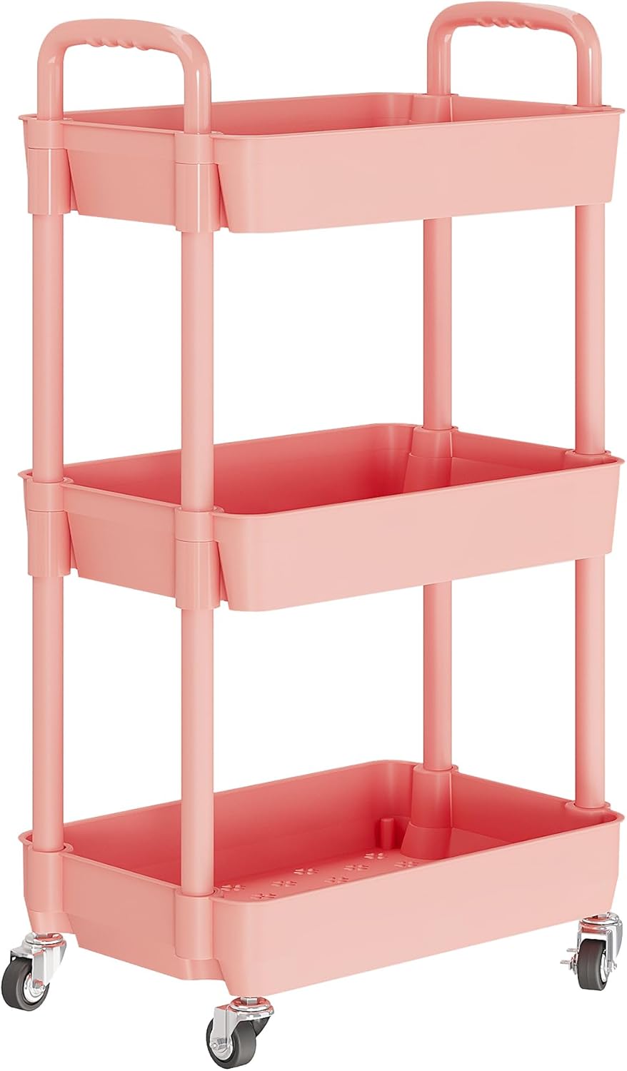 Laiensia 3-Tier Rolling Cart with Wheels,Multifunction Utility Storage carts, Kitchen Storage