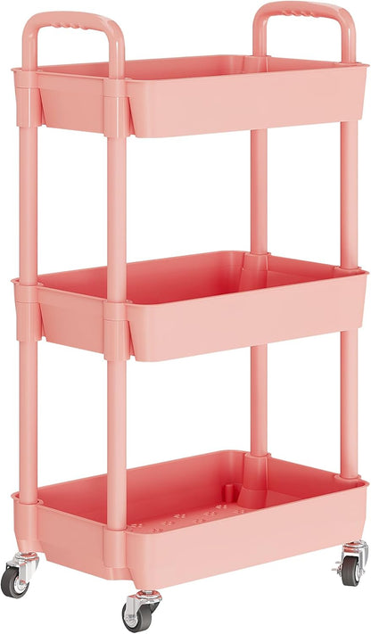 Laiensia 3-Tier Rolling Cart with Wheels,Multifunction Utility Storage carts, Kitchen Storage