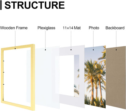 Vittanly 12x16 Picture Frames Set of 9, Shatter Resistant Plexiglass, Display 11x14 Pictures with