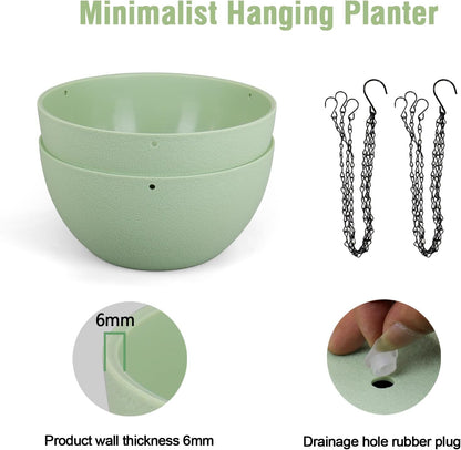 10 inch Hanging Planters Plant Pots for Indoor Outdoor Plants, 2 Pack Hanging Flower Pots with