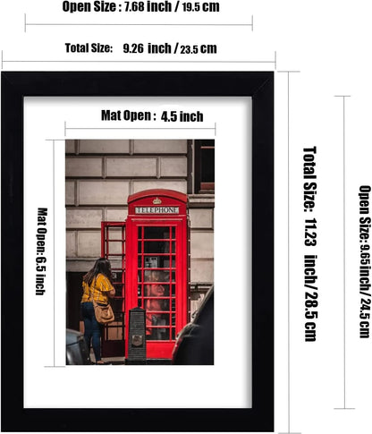 8x10 Picture Frame Set of 6, Display Pictures 5x7 with Mat or 8x10 Without Mat for Wall Mounting or