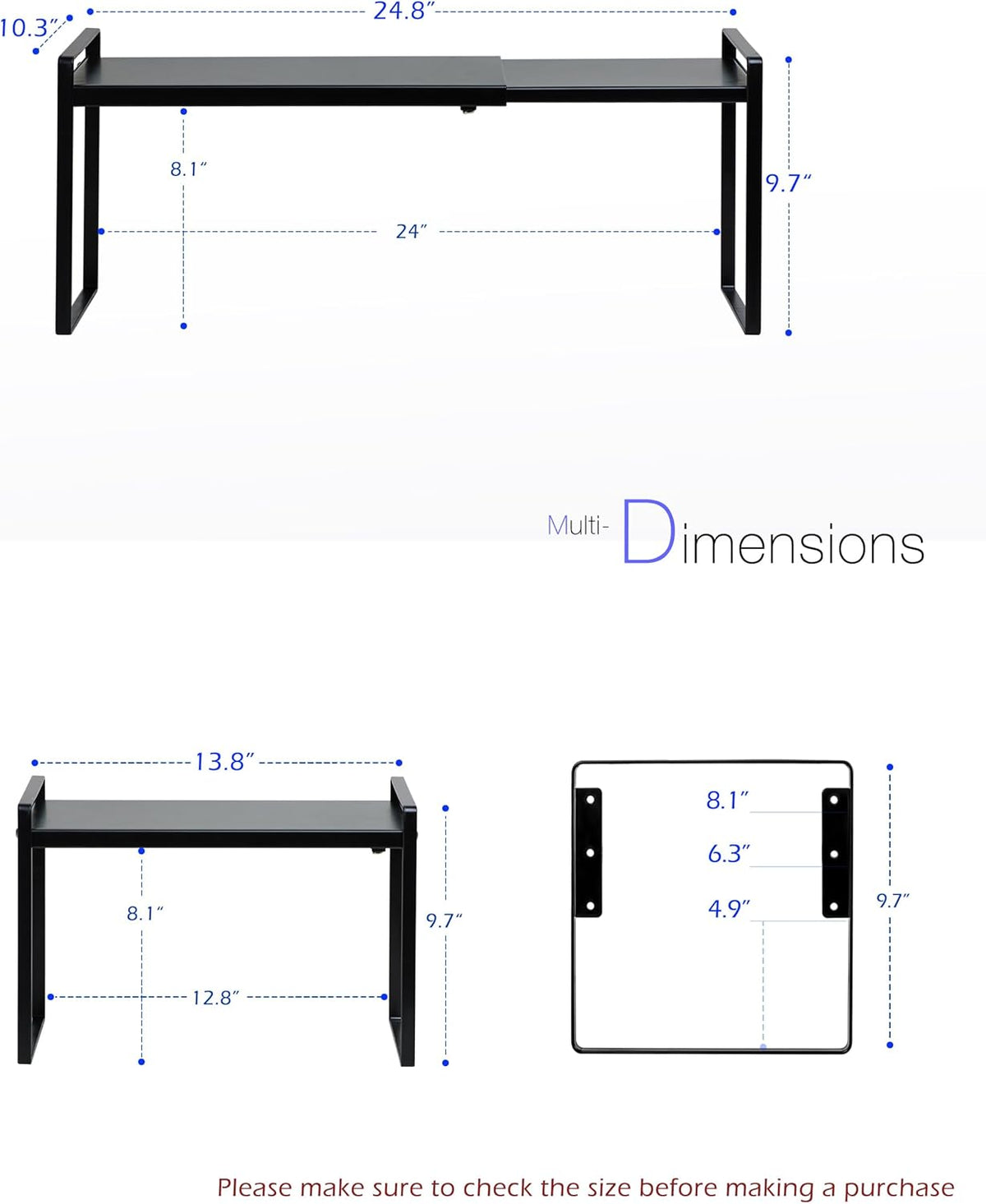 Nxconsu Cabinet Shelf Expandable Height Adjustable Organizer Riser for Kitchen Cabinet Pantry