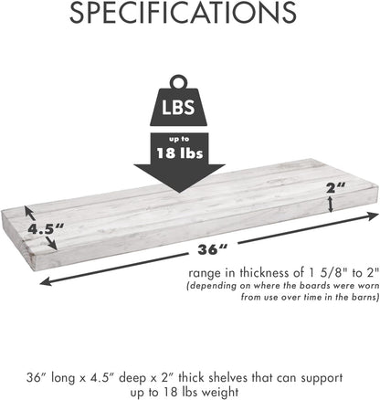 Urban Legacy Reclaimed Barnwood Planks | Floating Shelves for Wall w/Flush Mount Shelf Bracket Set