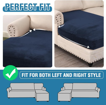 H.VERSAILTEX Velvet Stretch Individual Chaise Cover Sectional Couch Covers for L Shaped Sofa Both