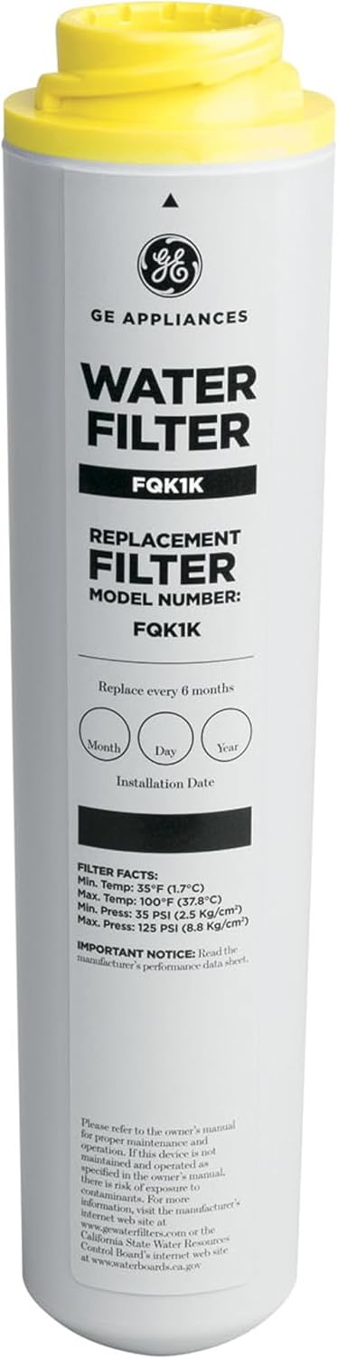 GE FQK1K Under Sink Water Filter | Replacement for Water Filtration System | Easy Install | Reduces