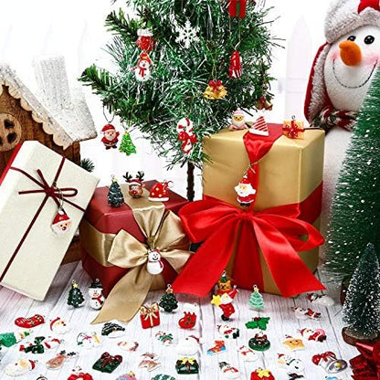 WILLBOND 66 Pieces Mini Resin Christmas Ornaments Christmas Tree Ornament with 65.6 Feet Gold