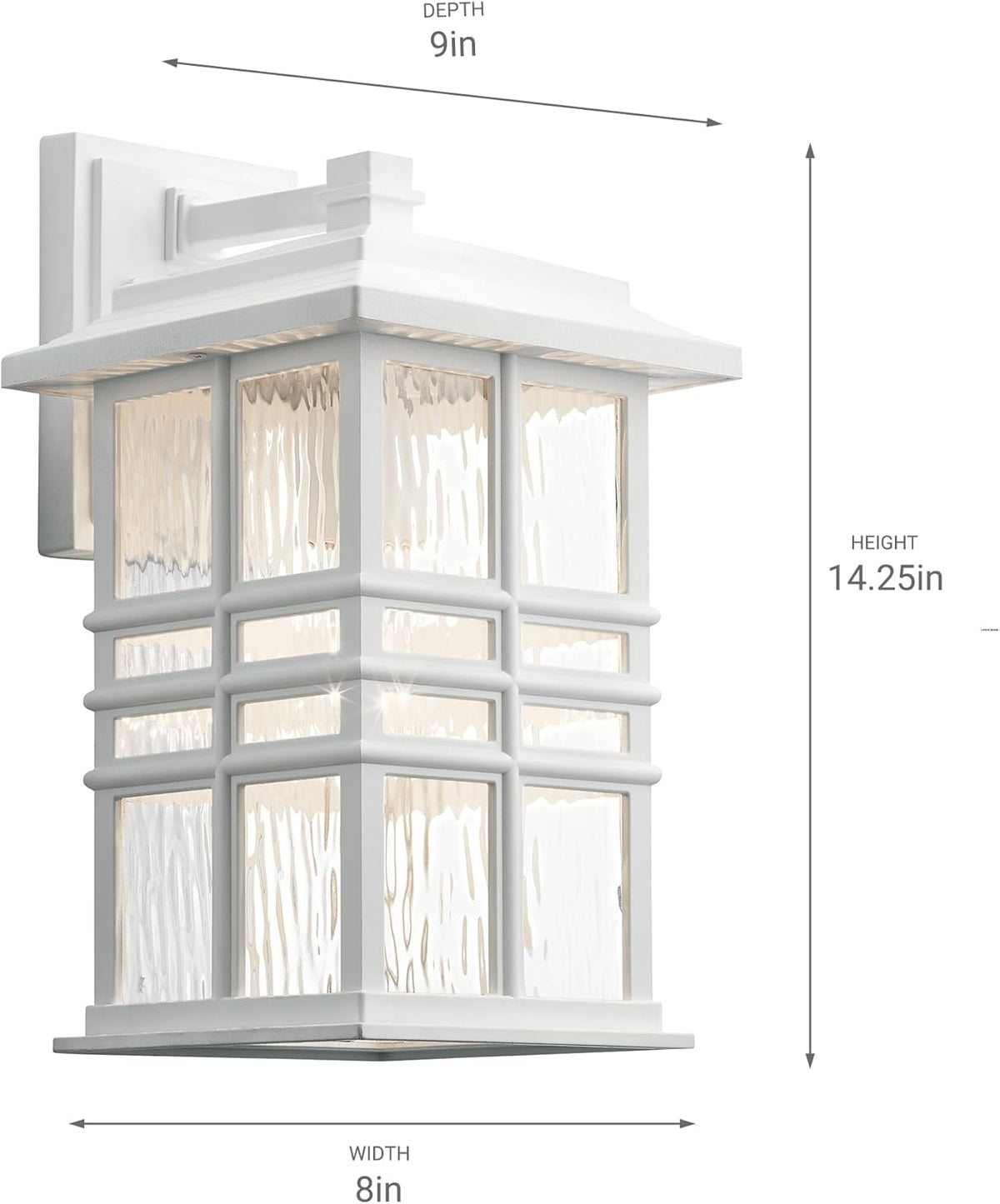 Kichler Beacon Square 14.25" Outdoor Wall Light in White, 1-Light Exterior Wall Sconce with with