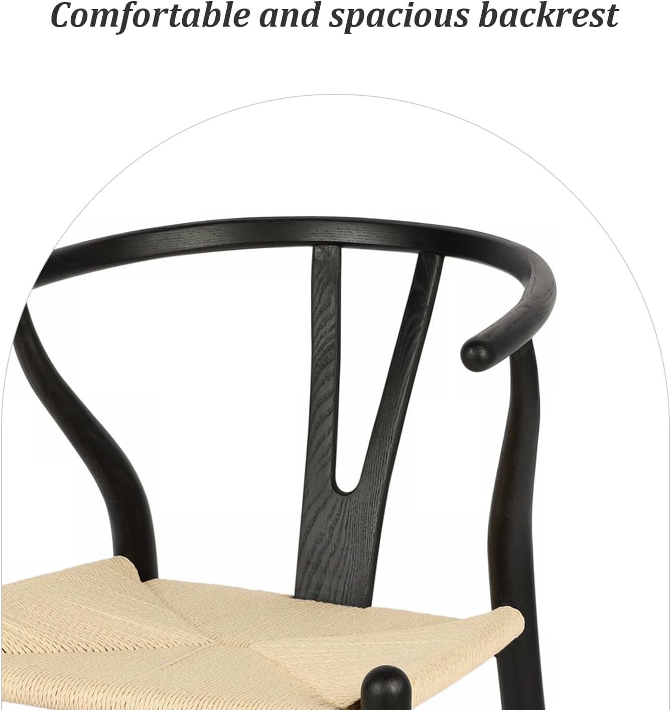Wishbone Chair Natural Solid Wood Dining Chair/Hans Wegner Y Chair Rattan and Wood Accent Armrest