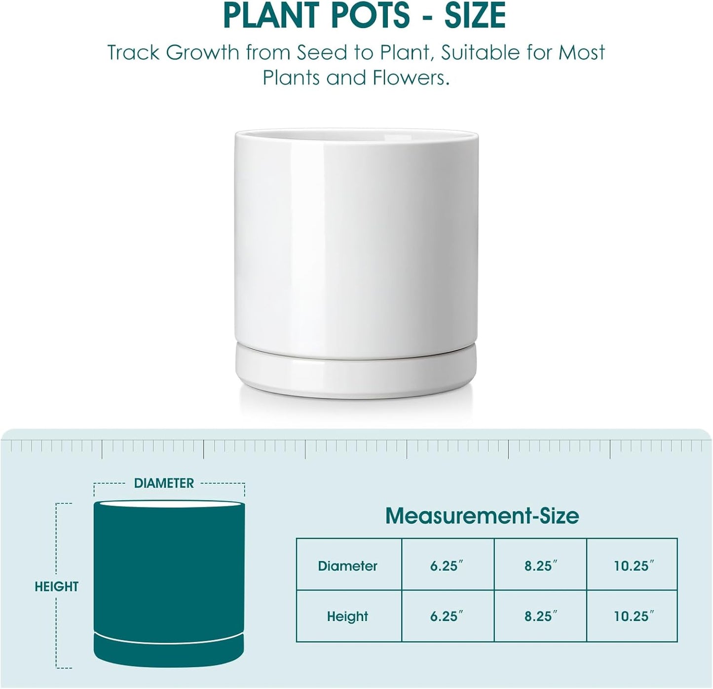 vancasso Ceramic Plant Pots, 8.25 Inch Ceramic Pot for Plants, Planters Pots for Indoor Plants with