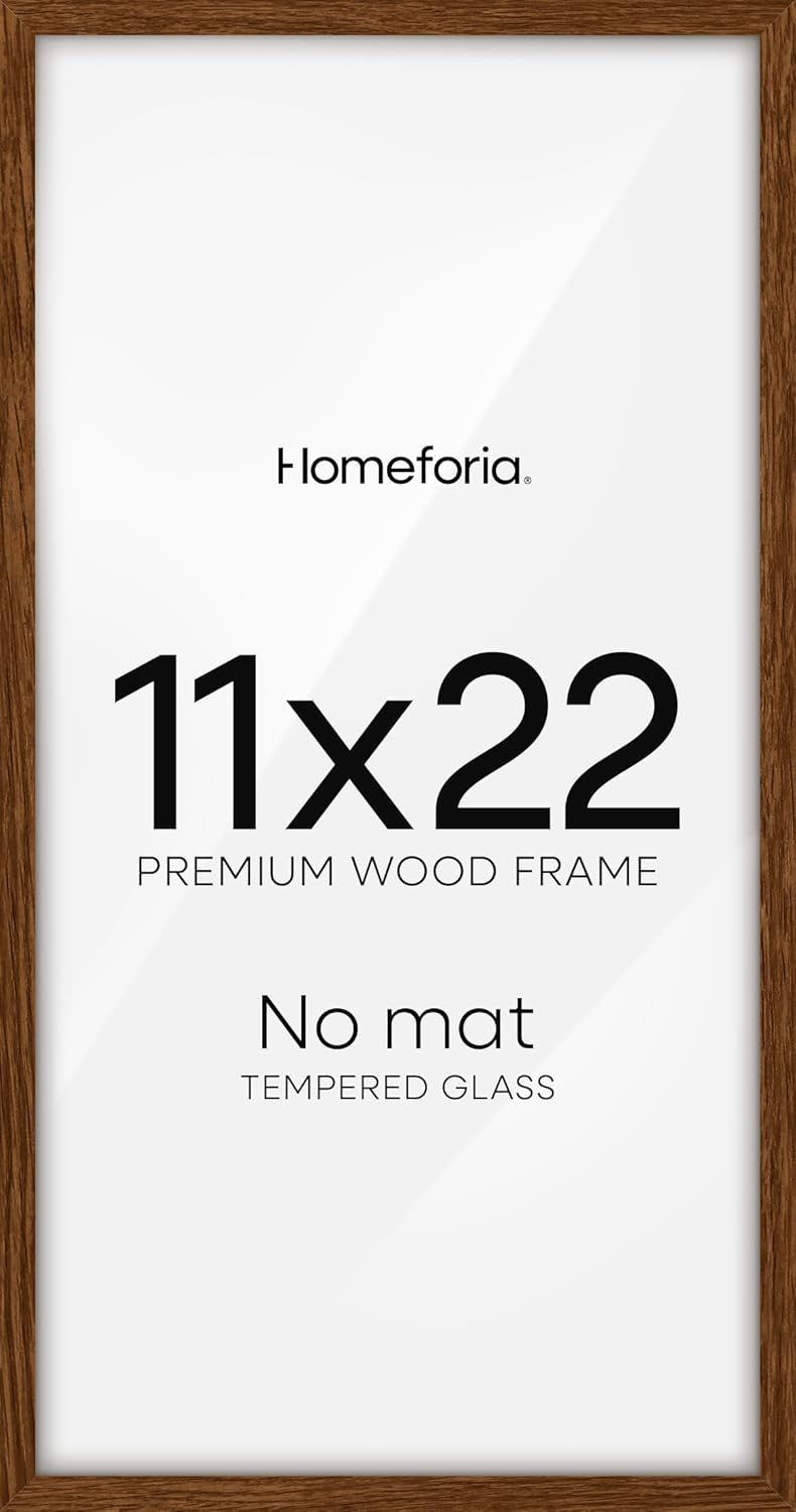 Homeforia 11x22 Newspaper Frame Brown, High End Dark Oak 11 x 22 Picture Frame Wood without Mat