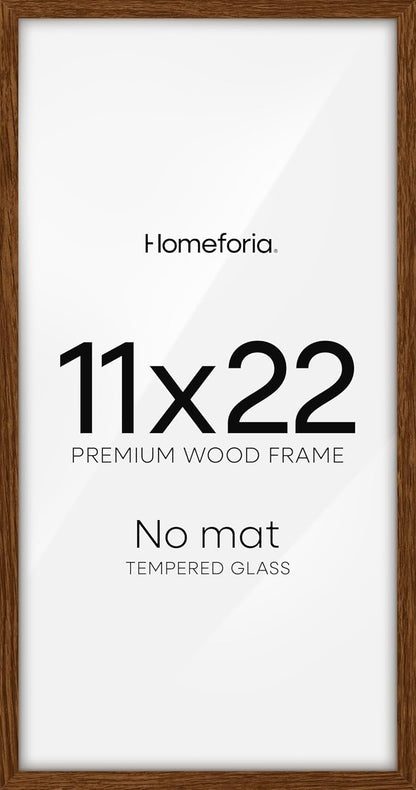 Homeforia 11x22 Newspaper Frame Brown, High End Dark Oak 11 x 22 Picture Frame Wood without Mat