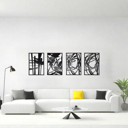 AIM & GGKK 4 Pack Black Abstract Wall Art Décor, Minimalist Décor Single Line Art Wall Decorations