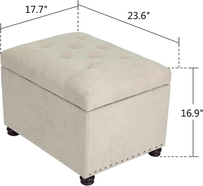 Joveco Storage Ottoman, 24" Fabric Rectangle Tufted Bench Foot Rest Stool for Living Room Bedroom