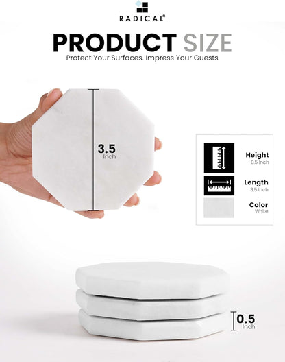 Radicaln Marble Coasters Star 3.5" Inches White Handmade Marble Drink Coasters for Home and