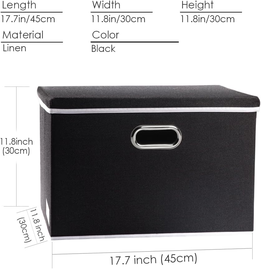 PRANDOM Large Foldable Storage Boxes with Lids [5-Pack] Organizer Containers Baskets Cube with